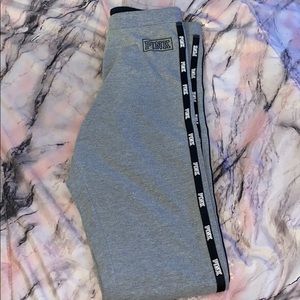 Grey,white, and black pink leggings